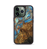 iPhone 13 Pro Wood Phone Case - Shafter (Teal & Gold, 730888)