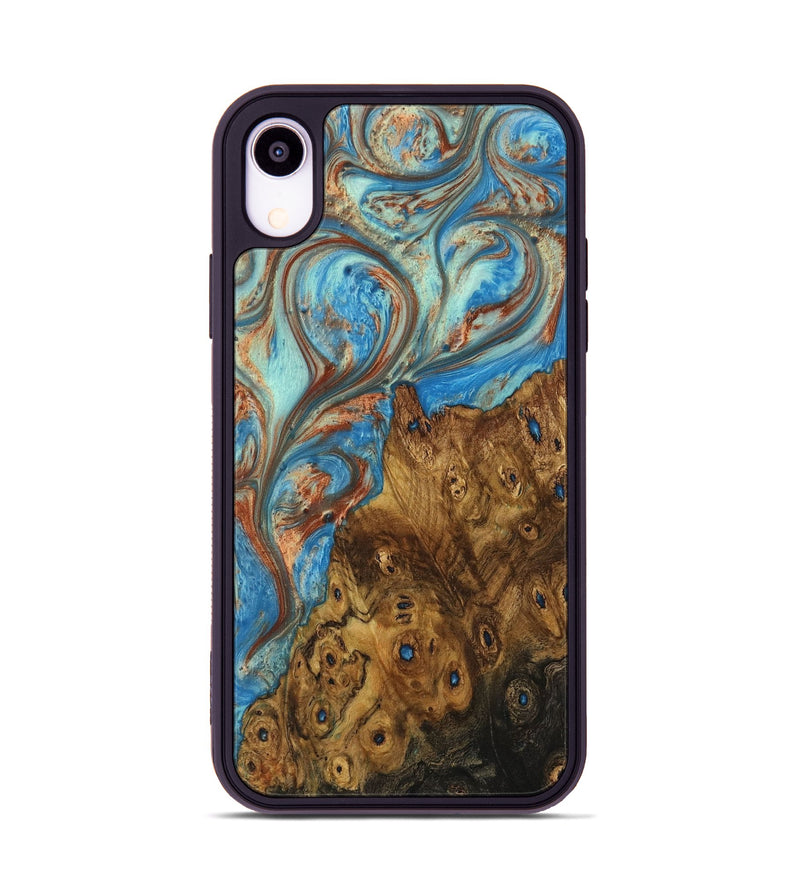 iPhone Xr Wood Phone Case - Shafter (Teal & Gold, 730888)