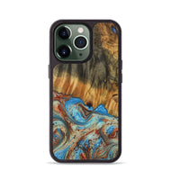 iPhone 13 Pro Wood Phone Case - Azaria (Teal & Gold, 730889)