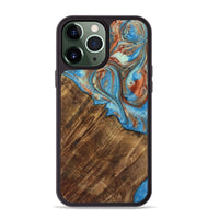 iPhone 13 Pro Max Wood Phone Case - Ibrahim (Teal & Gold, 730898)