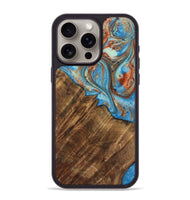 iPhone 15 Pro Max Wood Phone Case - Ibrahim (Teal & Gold, 730898)