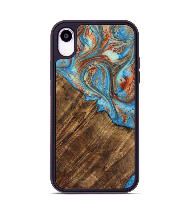 iPhone Xr Wood Phone Case - Ibrahim (Teal & Gold, 730898)