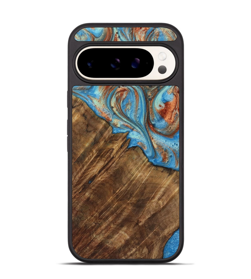 Pixel 9 Wood Phone Case - Ibrahim (Teal & Gold, 730898)