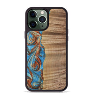 iPhone 13 Pro Max Wood Phone Case - Morgan (Teal & Gold, 730903)