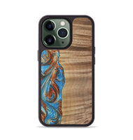 iPhone 13 Pro Wood Phone Case - Morgan (Teal & Gold, 730903)