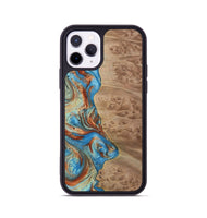 iPhone 11 Pro Wood Phone Case - Tsing (Teal & Gold, 730904)