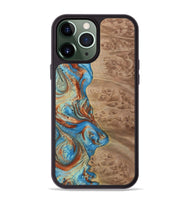 iPhone 13 Pro Max Wood Phone Case - Tsing (Teal & Gold, 730904)