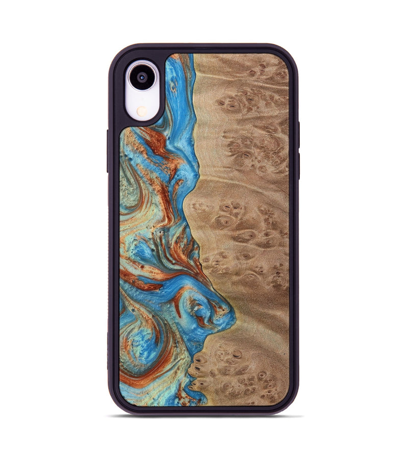 iPhone Xr Wood Phone Case - Tsing (Teal & Gold, 730904)