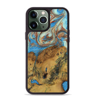 iPhone 13 Pro Max Wood Phone Case - Erle (Teal & Gold, 730910)