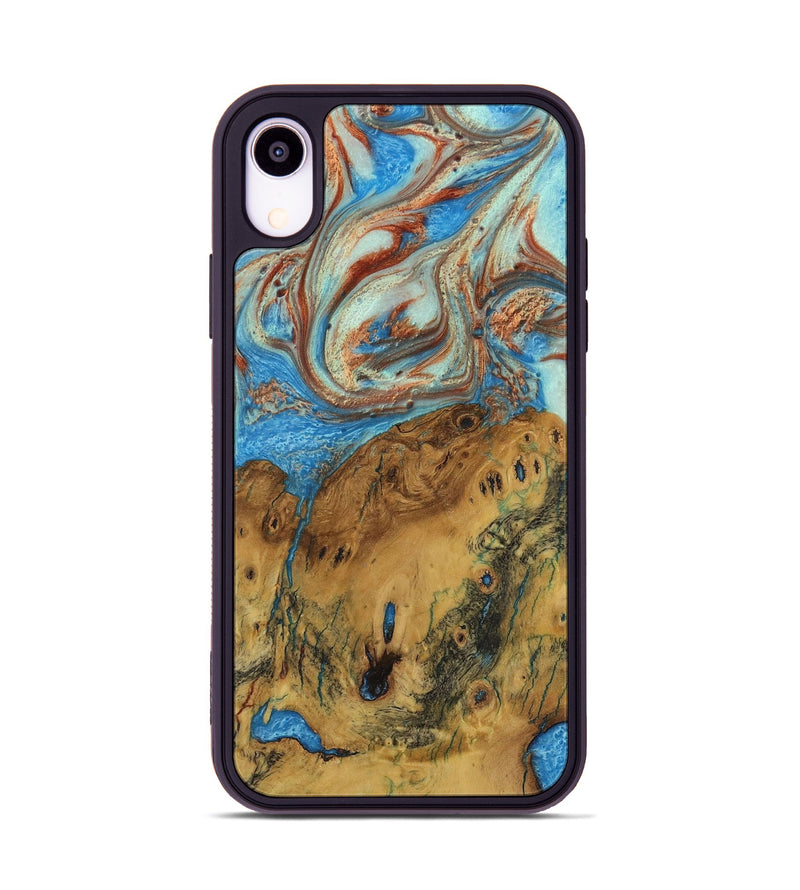 iPhone Xr Wood Phone Case - Erle (Teal & Gold, 730910)