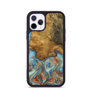 iPhone 11 Pro Wood Phone Case - Siddie (Teal & Gold, 730912)