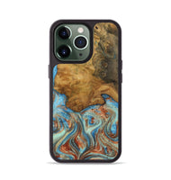 iPhone 13 Pro Wood Phone Case - Siddie (Teal & Gold, 730912)