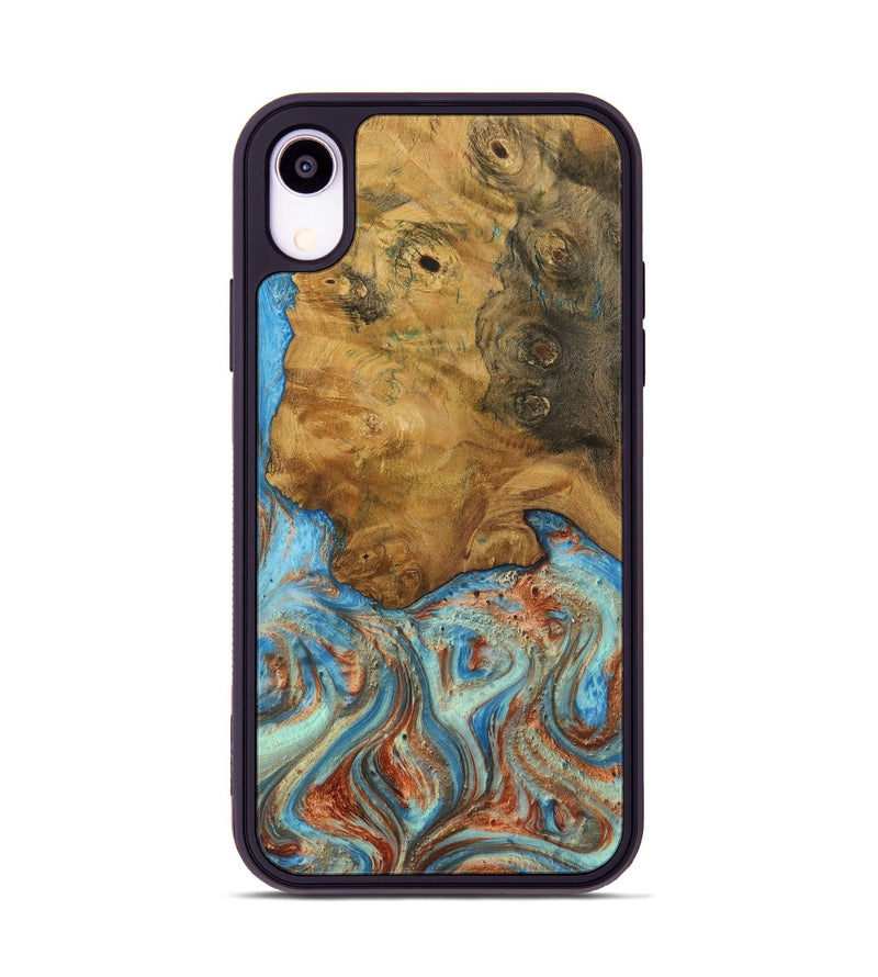 iPhone Xr Wood Phone Case - Siddie (Teal & Gold, 730912)