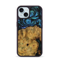 iPhone 15 Wood Phone Case - Baines (Blue, 730913)