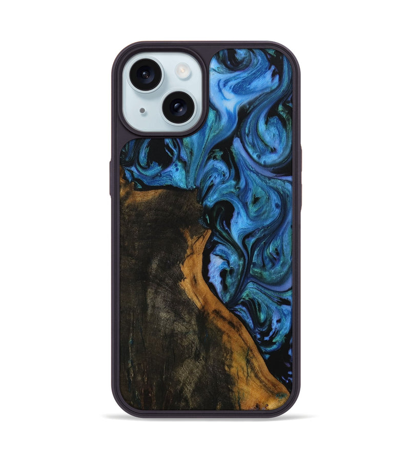 iPhone 15 Wood Phone Case - Kartik (Blue, 730915)