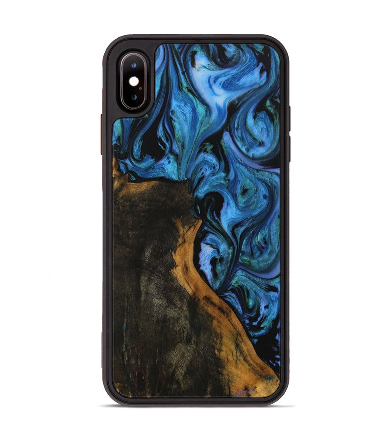 iPhone Xs Max Wood Phone Case - Kartik (Blue, 730915)