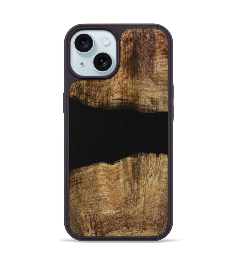 iPhone 15 Wood Phone Case - Nelleke (Pure Black, 730916)