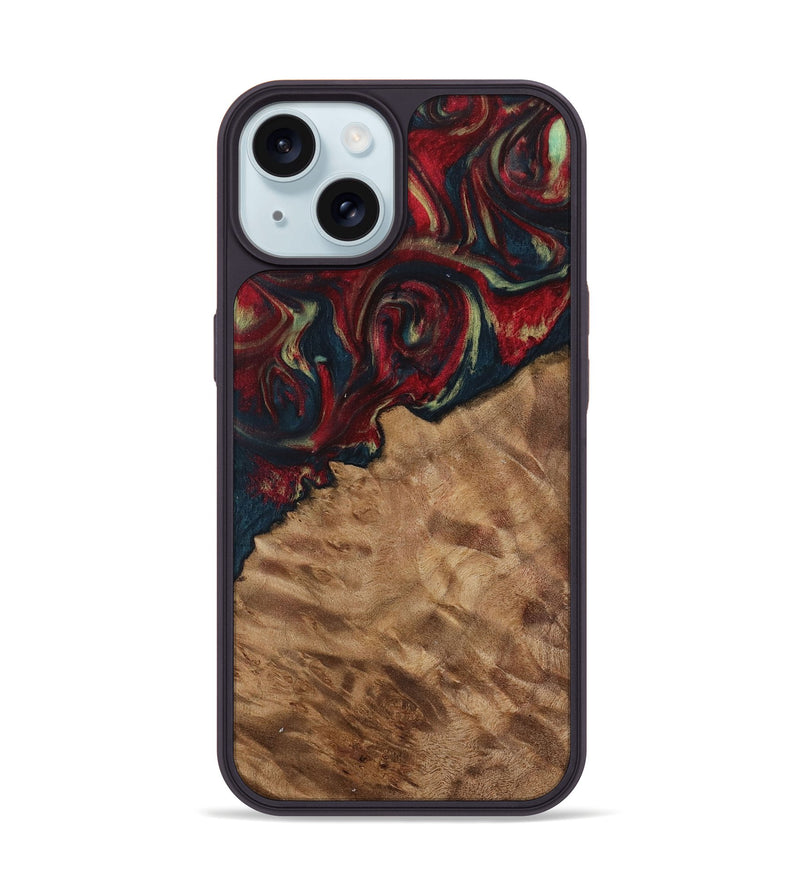 iPhone 15 Wood Phone Case - Ursa (Red, 730919)