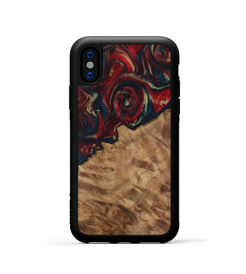 iPhone Xs Wood Phone Case - Ursa (Red, 730919)