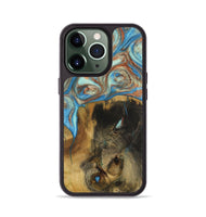 iPhone 13 Pro Wood Phone Case - Johana (Teal & Gold, 730923)