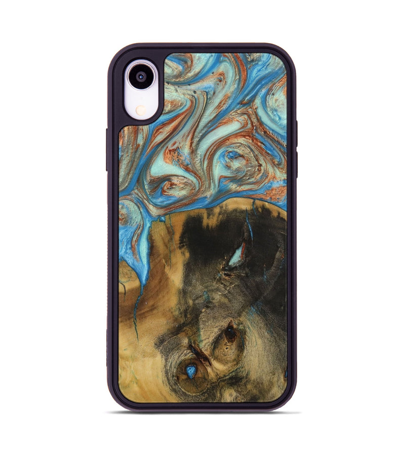 iPhone Xr Wood Phone Case - Johana (Teal & Gold, 730923)