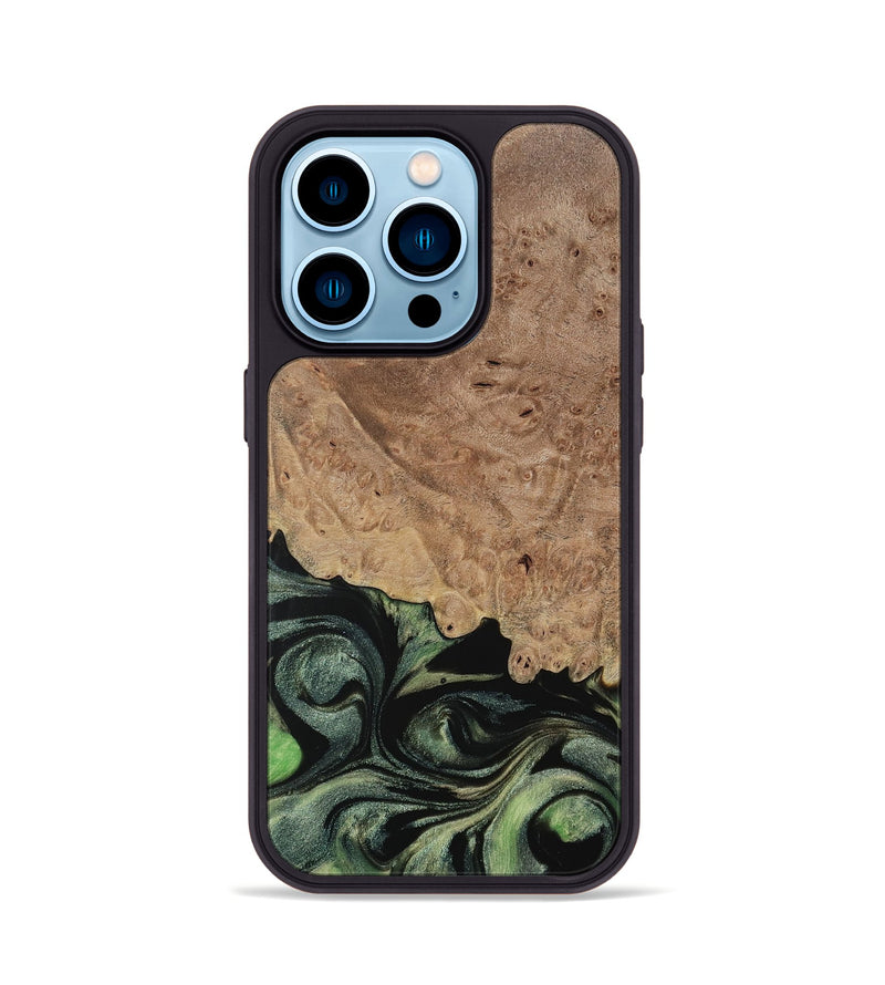 iPhone 14 Pro Wood Phone Case - Elease (Green, 730933)