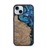 iPhone 15 Wood Phone Case - Champ (Blue, 730937)