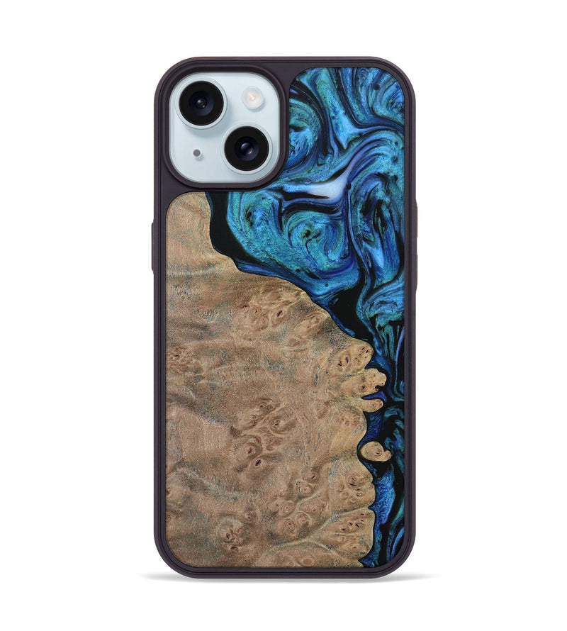 iPhone 15 Wood Phone Case - Champ (Blue, 730937)