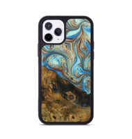 iPhone 11 Pro Wood Phone Case - Jossine (Teal & Gold, 730940)