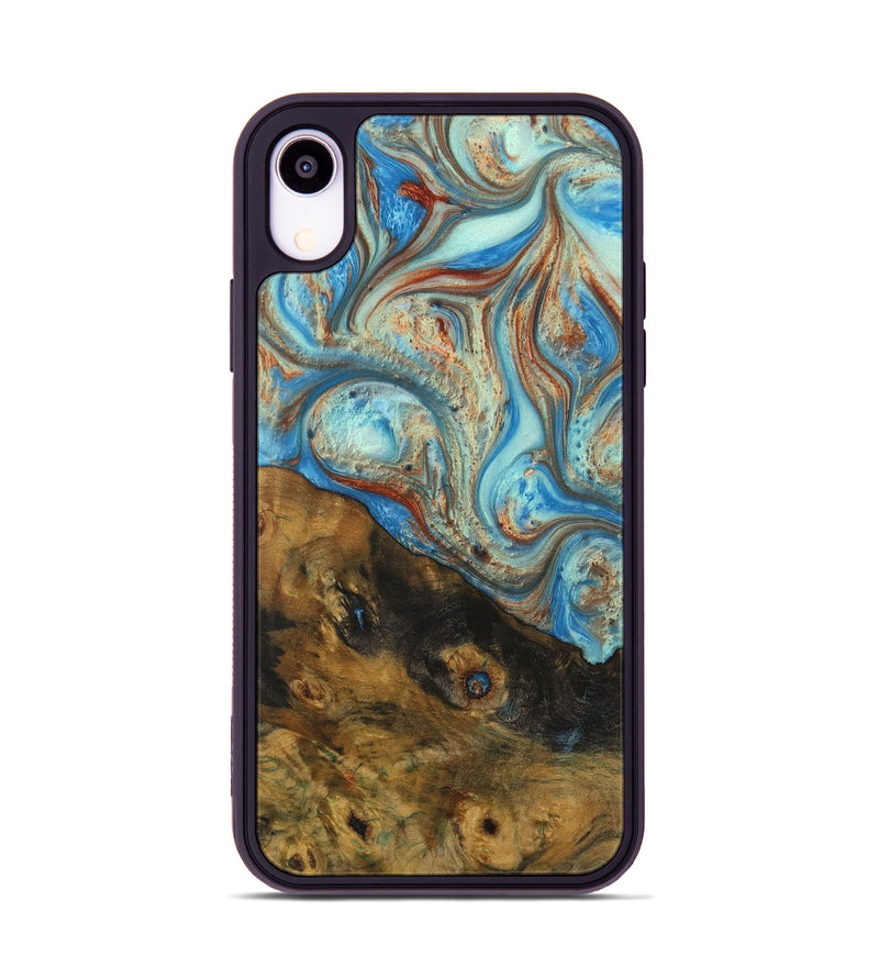 iPhone Xr Wood Phone Case - Jossine (Teal & Gold, 730940)