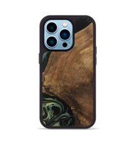 iPhone 14 Pro Wood Phone Case - Lilie (Green, 730941)