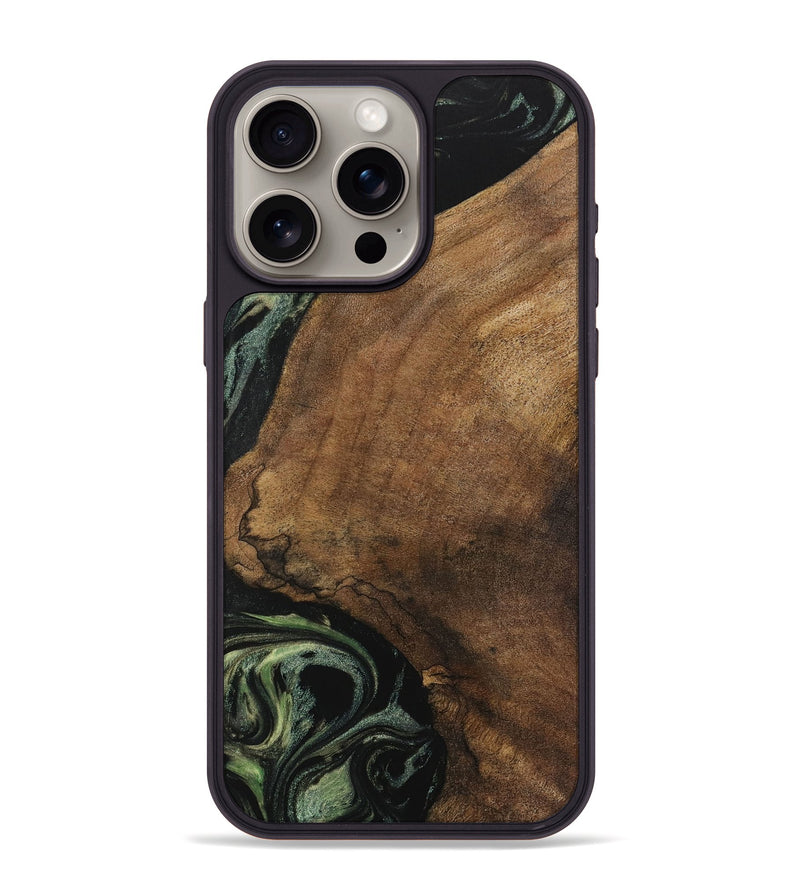 iPhone 15 Pro Max Wood Phone Case - Lilie (Green, 730941)