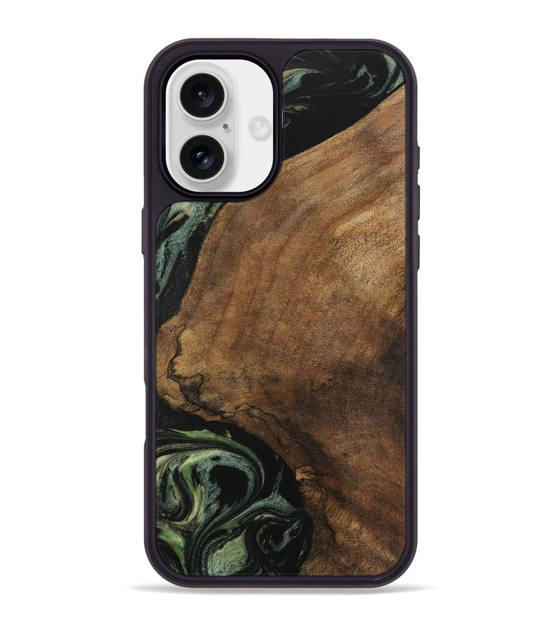 iPhone 16 Plus Wood Phone Case - Lilie (Green, 730941)