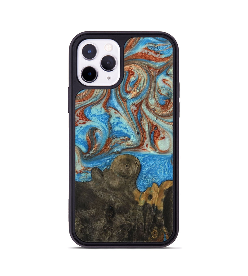 iPhone 11 Pro Wood Phone Case - Long (Teal & Gold, 730956)