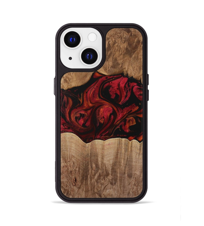 iPhone 13 Wood Phone Case - Paisley (Red, 730959)