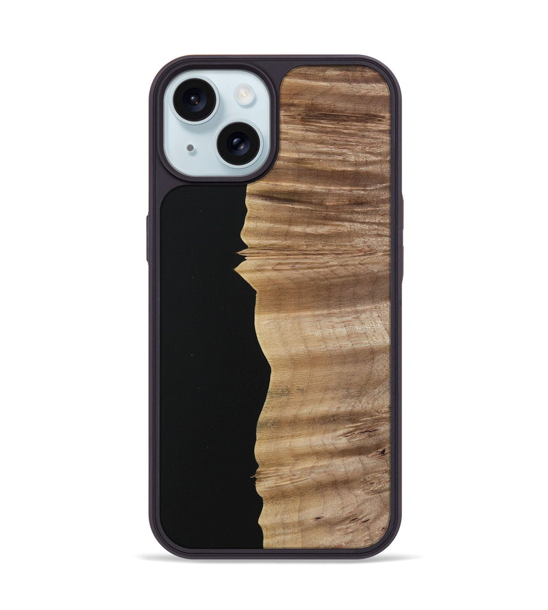 iPhone 15 Wood Phone Case - Kordula (Pure Black, 730965)