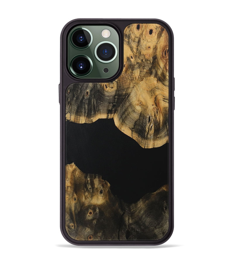 iPhone 13 Pro Max Wood Phone Case - Miklos (Pure Black, 730969)