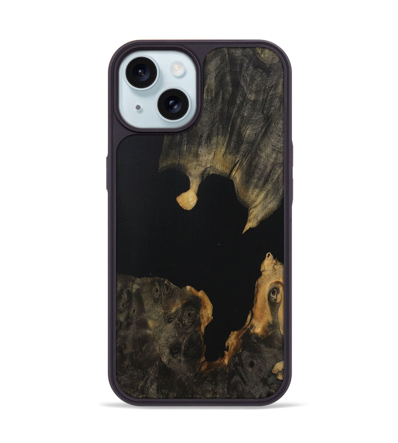 iPhone 15 Wood Phone Case - Cheng (Pure Black, 730971)