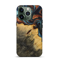 iPhone 13 Pro Wood Live Edge Phone Case - Peder (Teal & Gold, 730980)