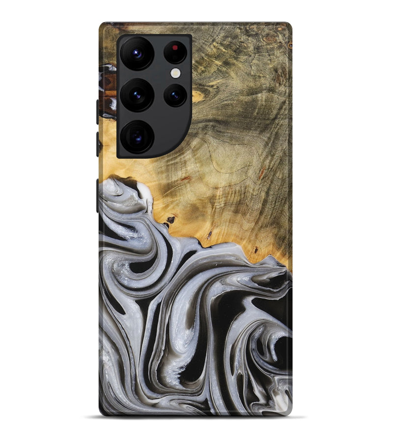 Galaxy S22 Ultra Wood Live Edge Phone Case - Kaylee (Black & White, 730985)