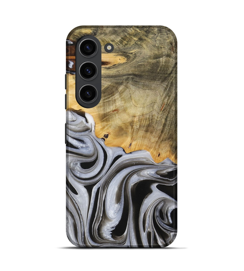 Galaxy S23 Wood Live Edge Phone Case - Kaylee (Black & White, 730985)