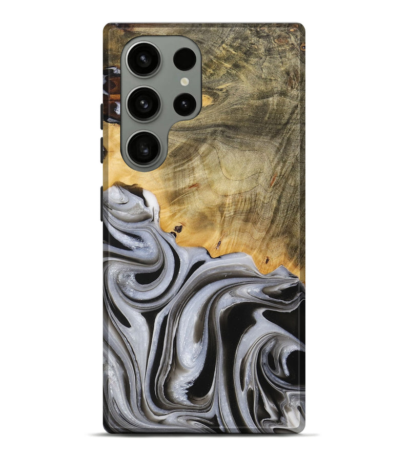 Galaxy S23 Ultra Wood Live Edge Phone Case - Kaylee (Black & White, 730985)