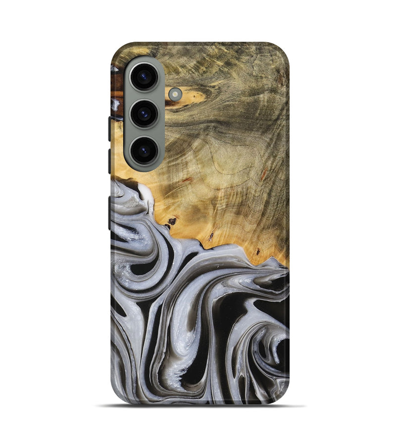 Galaxy S24 Wood Live Edge Phone Case - Kaylee (Black & White, 730985)