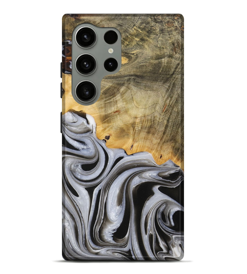 Galaxy S24 Ultra Wood Live Edge Phone Case - Kaylee (Black & White, 730985)