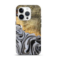 iPhone 15 Pro Wood Live Edge Phone Case - Kaylee (Black & White, 730985)