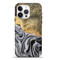 iPhone 15 Pro Max Wood Live Edge Phone Case - Kaylee (Black & White, 730985)