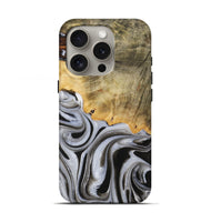 iPhone 16 Pro Wood Live Edge Phone Case - Kaylee (Black & White, 730985)