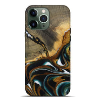 iPhone 13 Pro Max Wood Live Edge Phone Case - Marry (Teal & Gold, 730986)