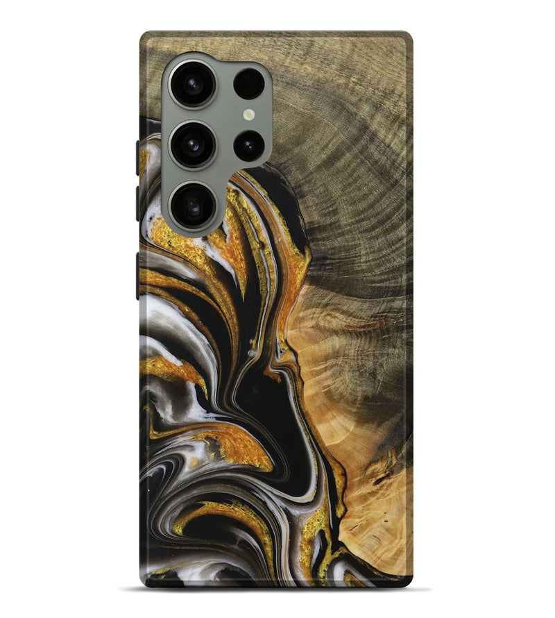 Galaxy S24 Ultra Wood Live Edge Phone Case - Brenden (Black & White, 730988)