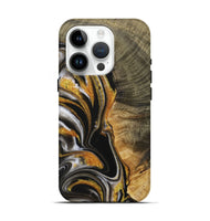 iPhone 15 Pro Wood Live Edge Phone Case - Brenden (Black & White, 730988)